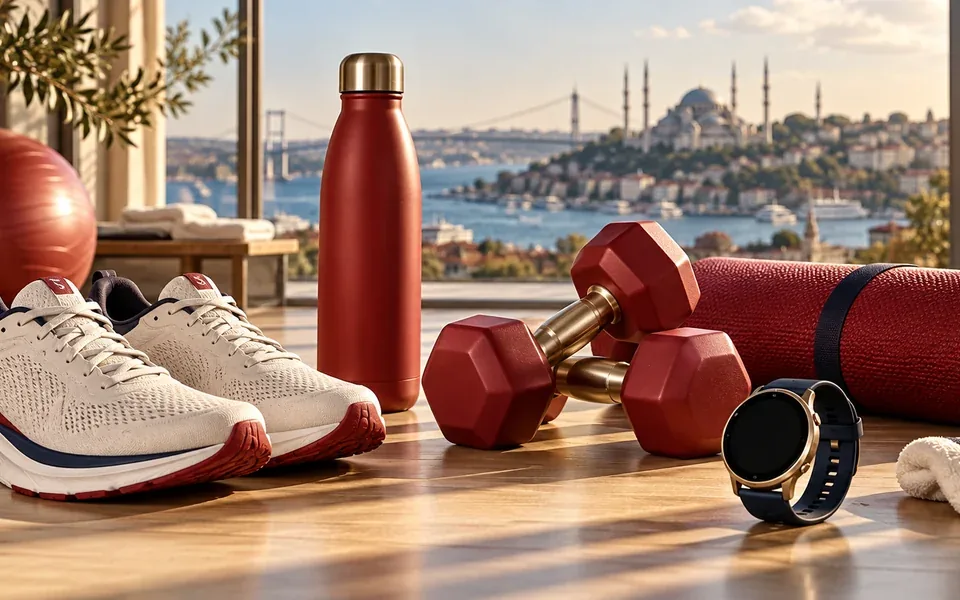 Spor ayakkabı, dambıl ve fitness ürünleri